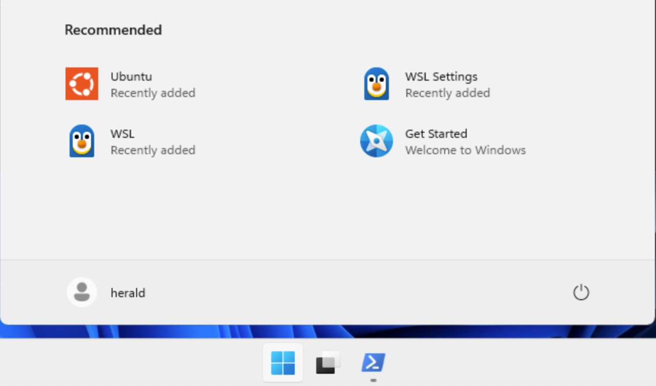 Windows 开始菜单中的 WSL2 快捷方式